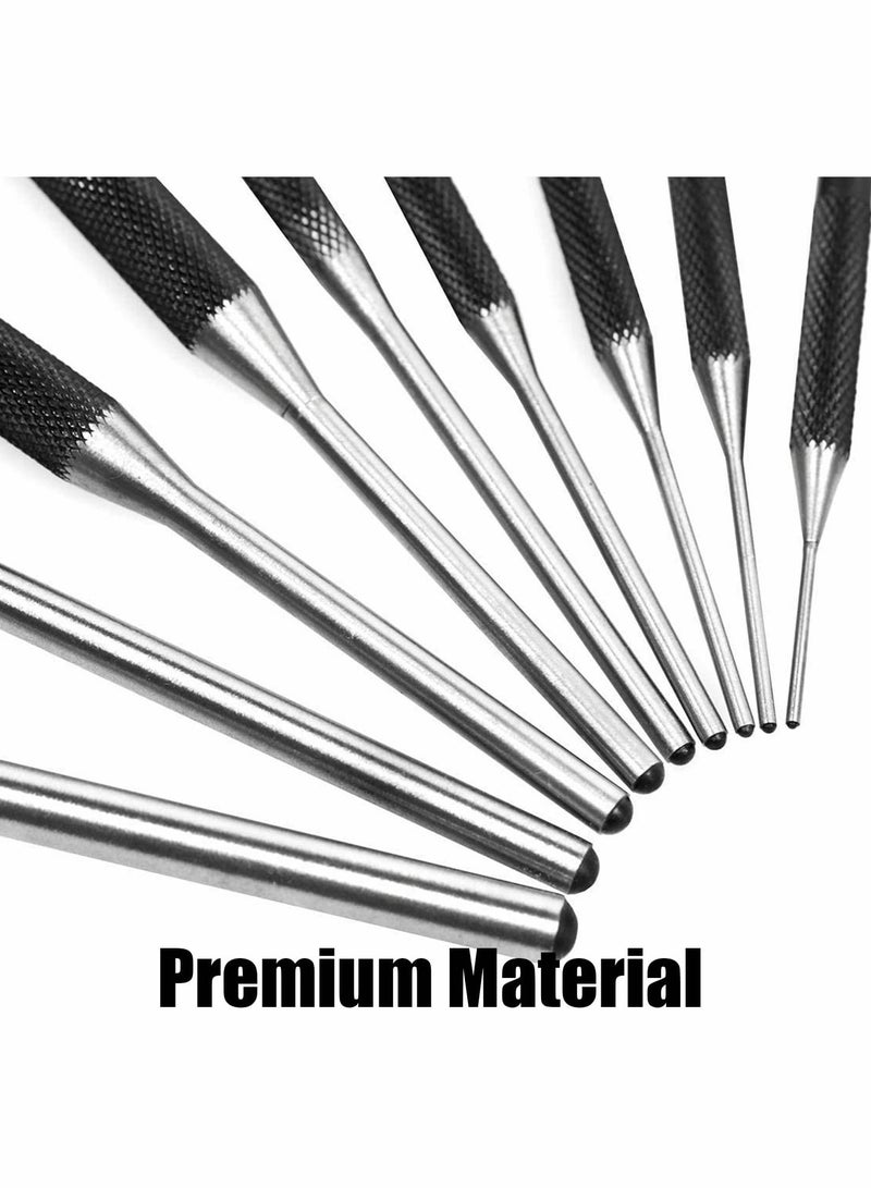 Roll Pin Punch Set, 9 Pcs Center Punch Set with Storage Pouch, 40CR Steel Removing Repair Tool Metal Pin Punch