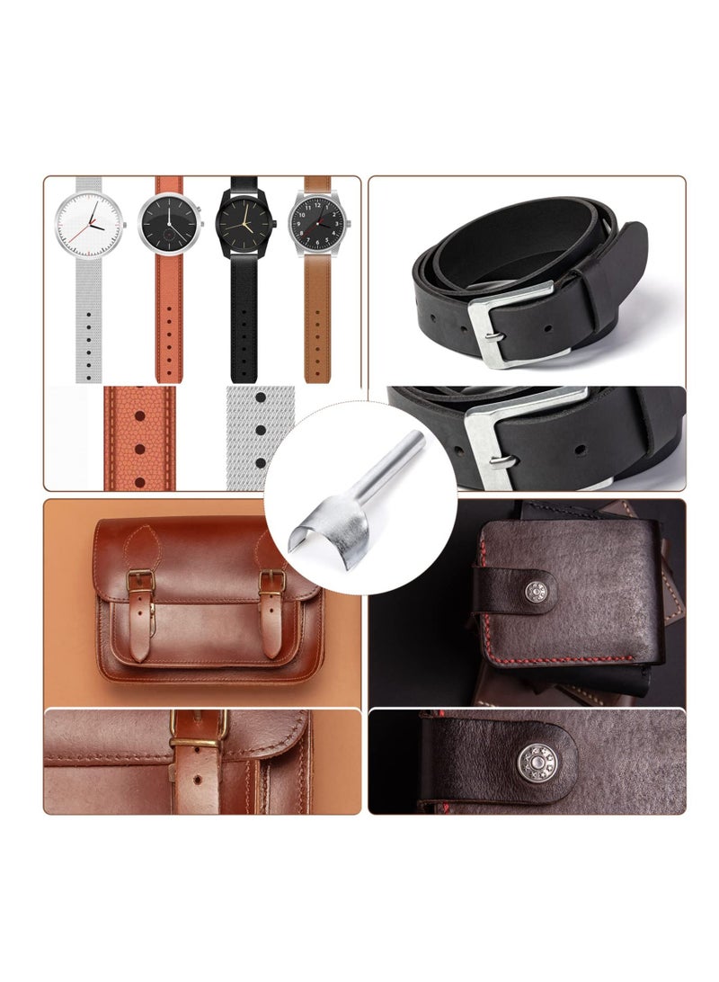 Leather Craft Tools Half-Round Punch, 7 Pieces Steel Type C DIY Leather Tools with Handle for Crafting Strap Belt, Wallet and Bag, Handwork Tool Set (10-40mm)