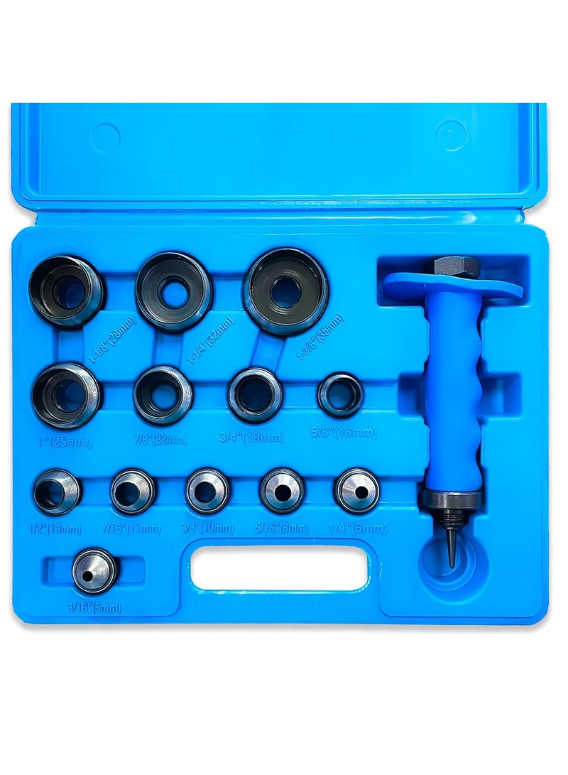 Punch Down Tool Hollow Metal Punch Set 14pcs Gasket Cutter Kit Hand Held Power Punch for Leather Rubber Plastics Vinyl Sheet Metal and More Sharp and Sturdy Hollow Punches for 3/16