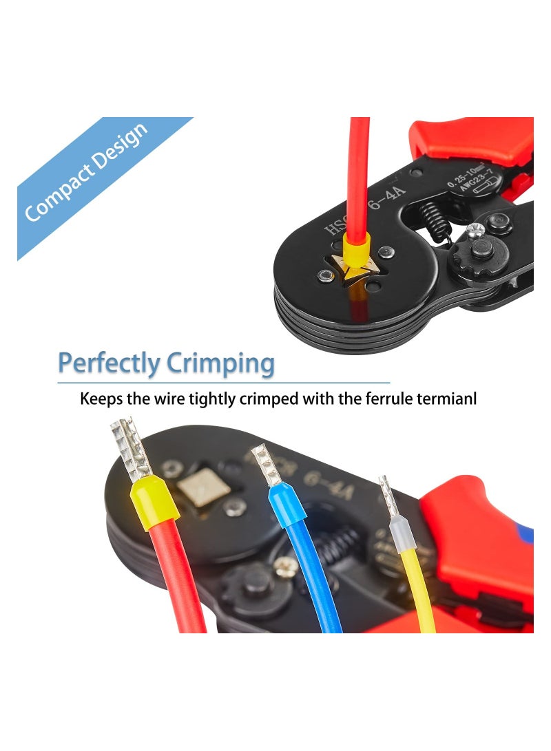 Ferrule Crimping Tools Wire Pliers - 1250 PCS Wire Ferrules with Crimpers Pliers Kit for Electricians, Adjustable Ratchet Tools with Terminals Connectors 0.25-10 mm² (AWG 23-7)