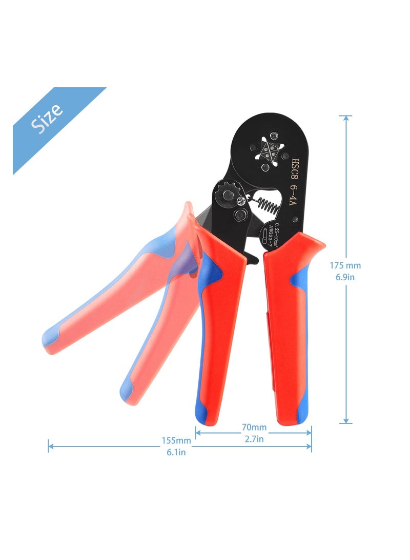 Ferrule Crimping Tools Wire Pliers - 1250 PCS Wire Ferrules with Crimpers Pliers Kit for Electricians, Adjustable Ratchet Tools with Terminals Connectors 0.25-10 mm² (AWG 23-7)