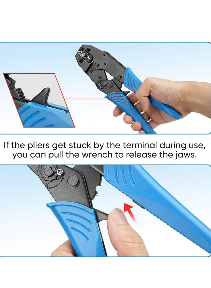 Crimping Tool for Heat Shrink Connectors, AWG22-10 Crimping Tool For Insulated Electrical Connectors, Ratcheting Wire Terminal Crimper - Crimping Pliers - Electrical Crimping Tool (30C, Blue)