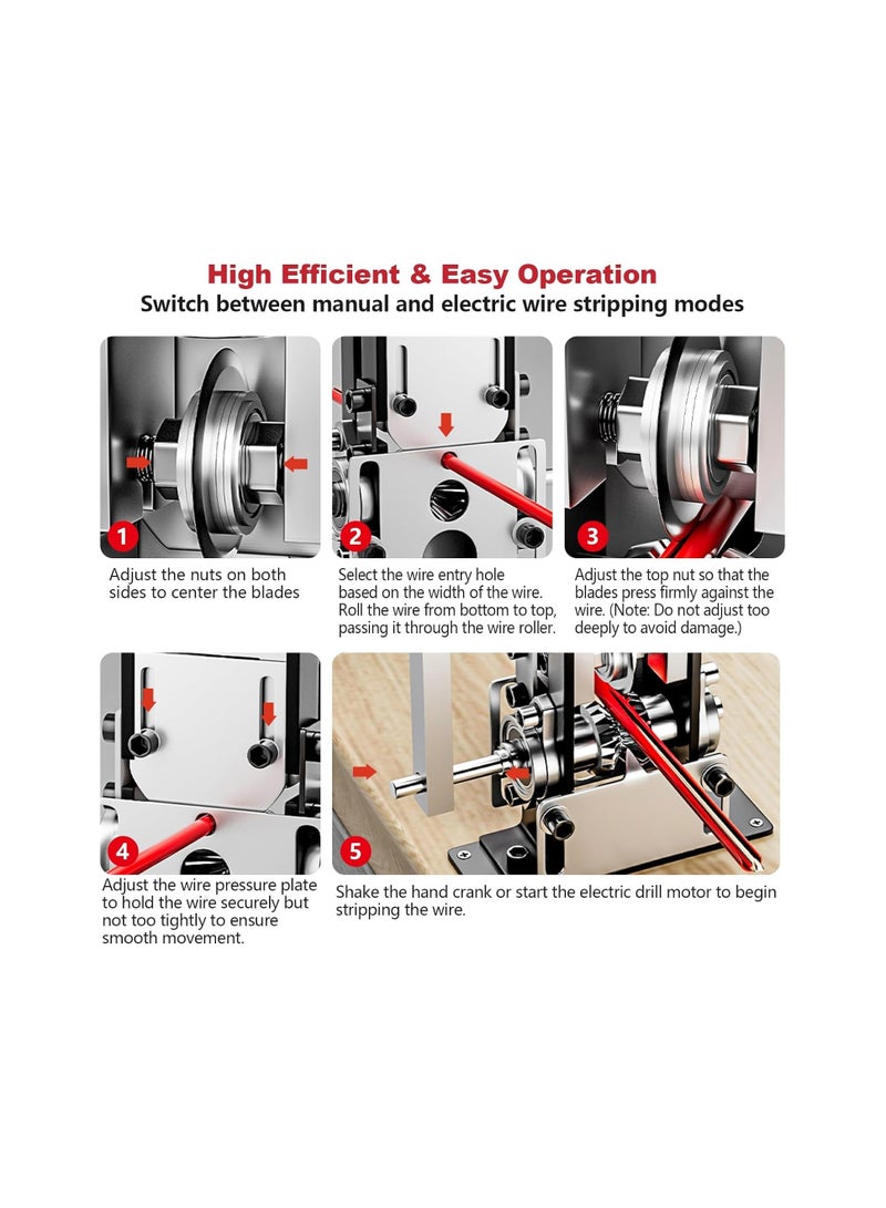 Manual Wire Stripping Machine, Gauge Wire 0.06-1 inches, Scrapping Copper Wire Peeler Machine, Drill Powered Hand Crank Wire Stripper Tool for Scrap Copper Recycling, Manual Wire Stripping Made Easy