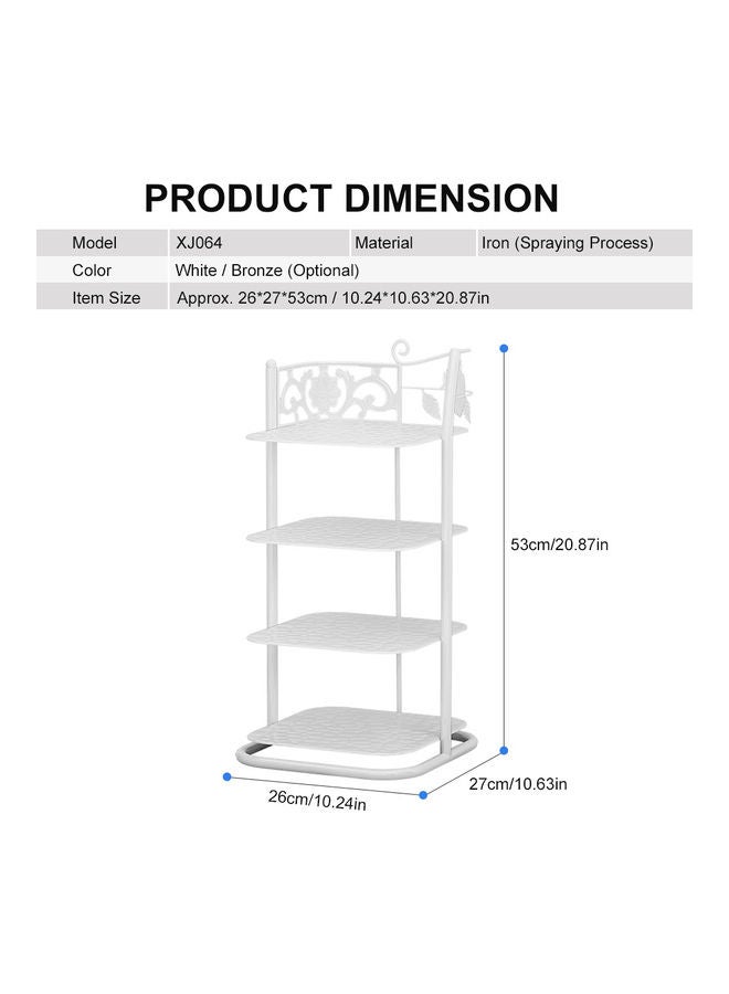 Multifunctional 4-layer Storage Rack White