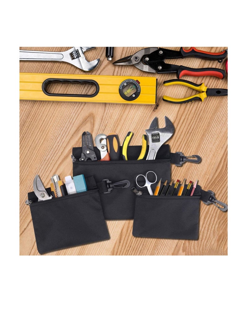 Tool Bags Canvas, Small or Heavy Duty Tool Organizer, Small Parts Tool Organizer Bag, Small Tool Bags with Zipper & Carabiner Clip, Tool Pouches For Men/Car/Motorcycle