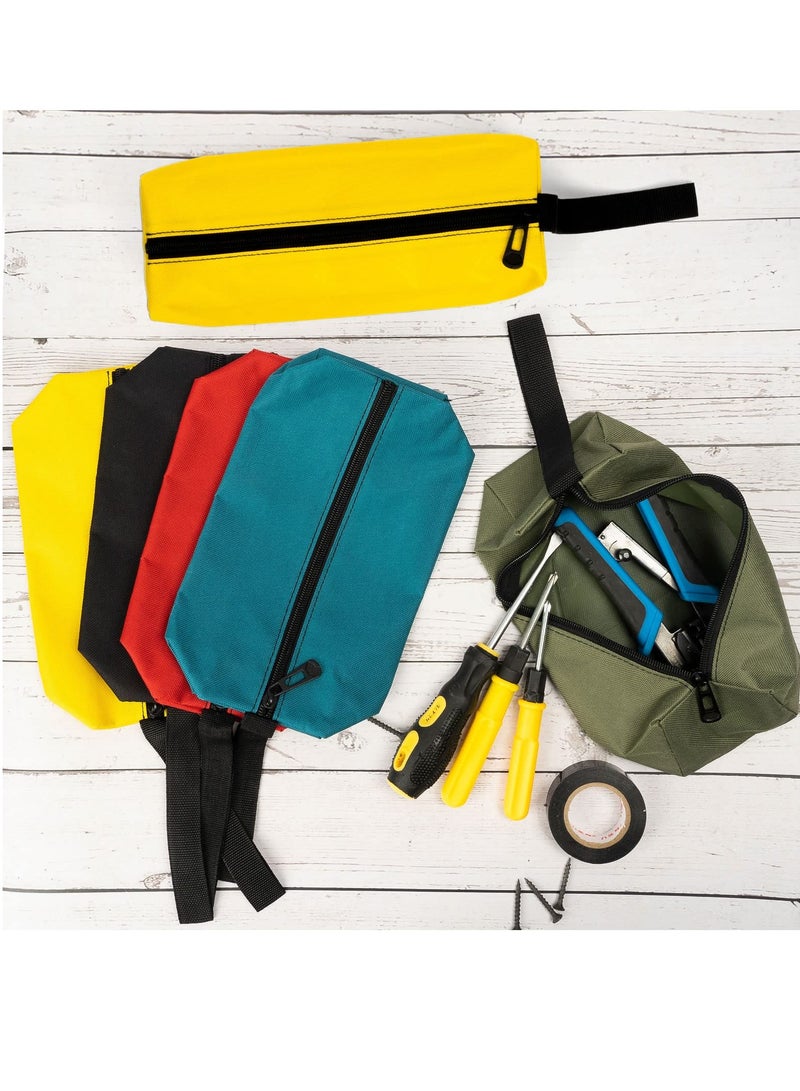 Multipurpose Zipper Tool Bag, 4 Pcs Canvas Zipper Bags, Heavy-Duty Tool pouch, Electrician tool pouch, Heavy Duty Tool Pouch Tote Bags Organize Storage (Army Green, Black, Cyan-blue, Yellow)