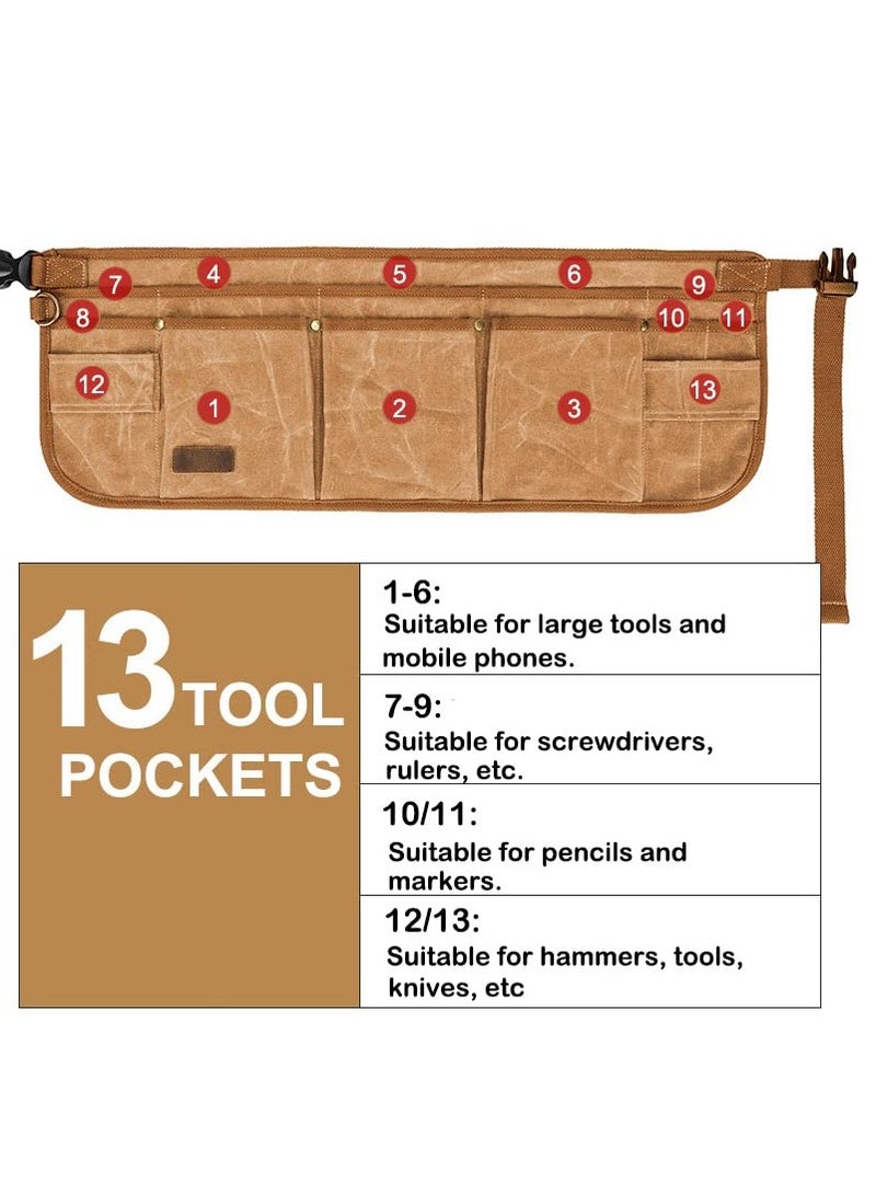 Durable Utility Belt Pouch For Men, Canvas Electrician Tool Bag With 13 Pockets, Adjustable Gardening Waist Tool Pouch For Carpenters, Electricians, Mechanics, And More