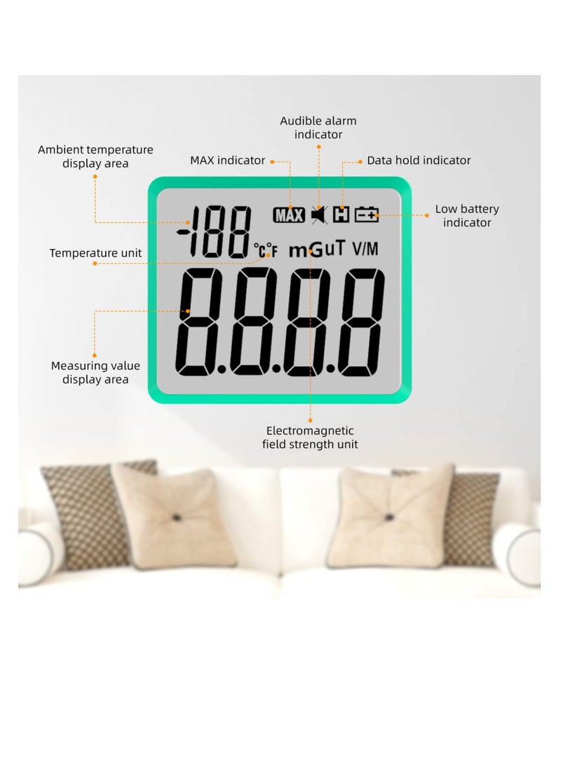 EMF Meter, Electromagnetic Radiation Detector, with Digital LCD EMF Detector and Indicator Lights, Ghost Hunting Equipment Radiation Detector, for Inspections Home, Office, Outdoor