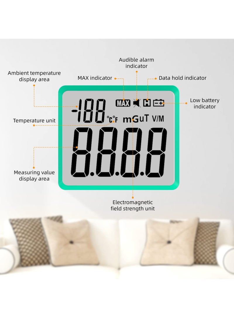 Digital EMF Meter with LCD Display, Electromagnetic Radiation Detector for Home, Office and Outdoor Use, Ideal for Ghost Hunting and Safety Monitoring