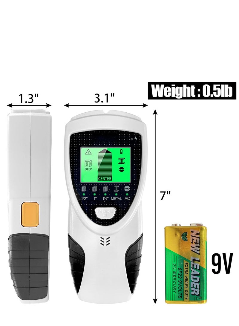 Stud Finder, Wall Scanner 5 in 1 Electronic Stud Detector, with LCD Display and Beep Audio Alarm, Large LCD screen, Stud Sensor Beam Finders for Wood Metal Studs and AC Wire Detection