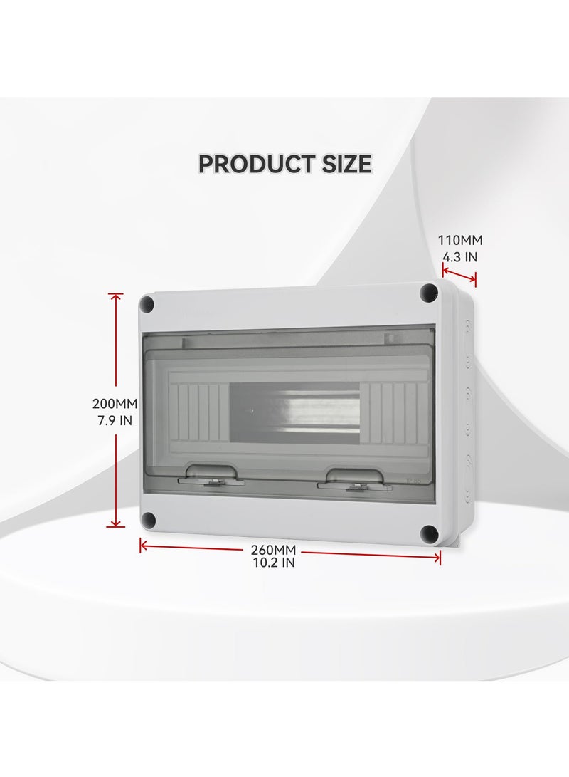 12 Way Circuit Breaker MCB Distribution Protection Box, Miniature Circuit Breaker with DIN Rail, IP65 Waterproof, Suitable for Indoor and Outdoor Use