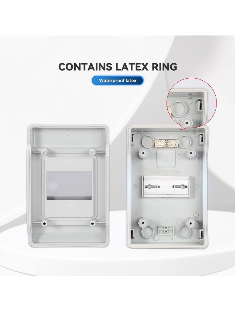 4 Way Power Distribution Box with Bus Bars and Din Rail, Waterproof IP66 for Miniature Circuit Breaker MCB, Suitable for Indoor and Outdoor Use