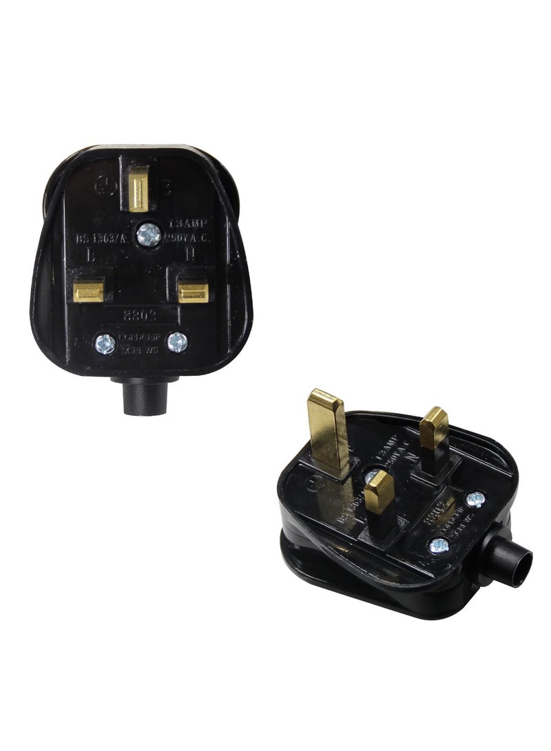 3 Pin UK Plug 13A Fused 250V Mains Plugs, UK Mains Plug for 13A 250V Black 3 Pin Plug 50-60 Hz (6Pcs)