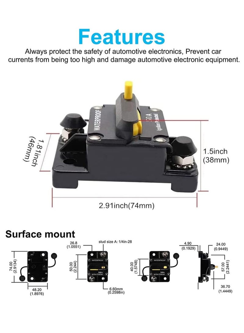 50 AMP Car Inline Circuit DC Breaker 12V,12V-48V 50A Car Audio Inline Circuit Breaker Fuse Holder with Manual Reset, Auto Circuit Breaker Fuse Holder for Car Audio Solar Inverter System Protection