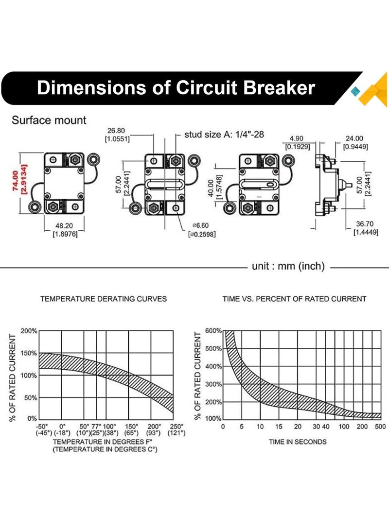 50 AMP Car Inline Circuit DC Breaker 12V,12V-48V 50A Car Audio Inline Circuit Breaker Fuse Holder with Manual Reset, Auto Circuit Breaker Fuse Holder for Car Audio Solar Inverter System Protection