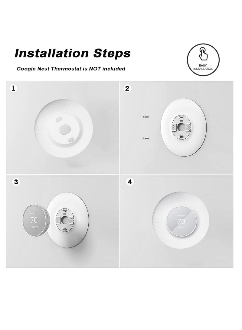 Silicone Wall Plate Cover Compatible with Google Nest Thermostat, Fingerprint Resistant Bracket Mount Trim Kit for Nest Thermostat, Complementary Design Easy to Install Backplate for Home, White