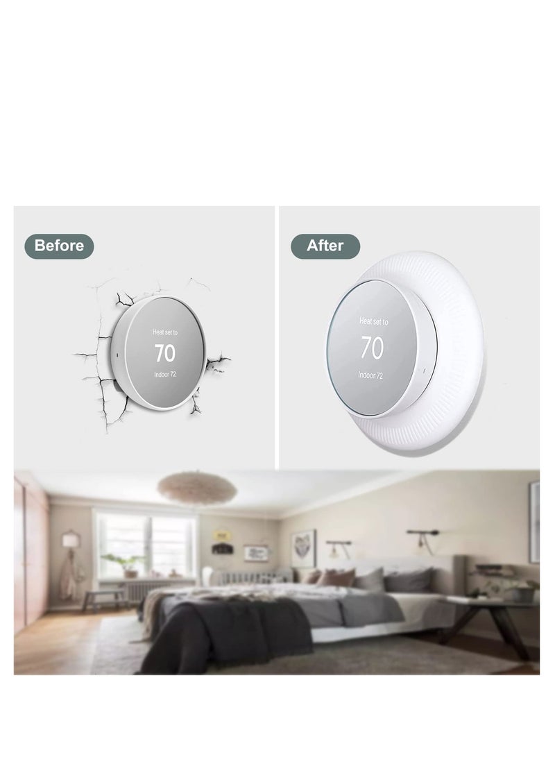 Silicone Wall Plate Cover Compatible with Google Nest Thermostat, Fingerprint Resistant Bracket Mount Trim Kit for Nest Thermostat, Complementary Design Easy to Install Backplate for Home, White