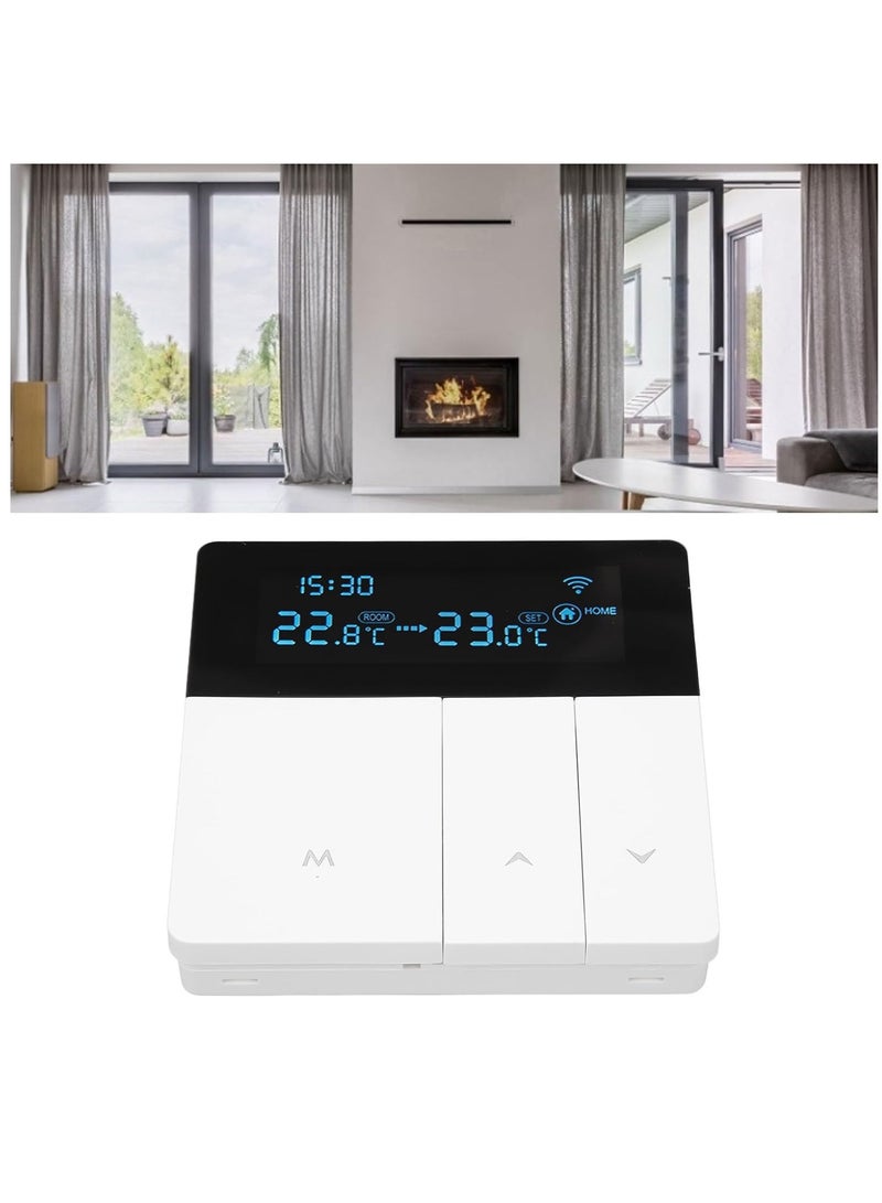 Smart WiFi Programmable Thermostat with Advanced LCD Display, Remote App Control, and Sleek Modern Design for Enhanced Climate Control in Any Location.