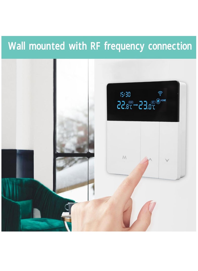 Smart WiFi Programmable Thermostat with Advanced LCD Display, Remote App Control, and Sleek Modern Design for Enhanced Climate Control in Any Location.