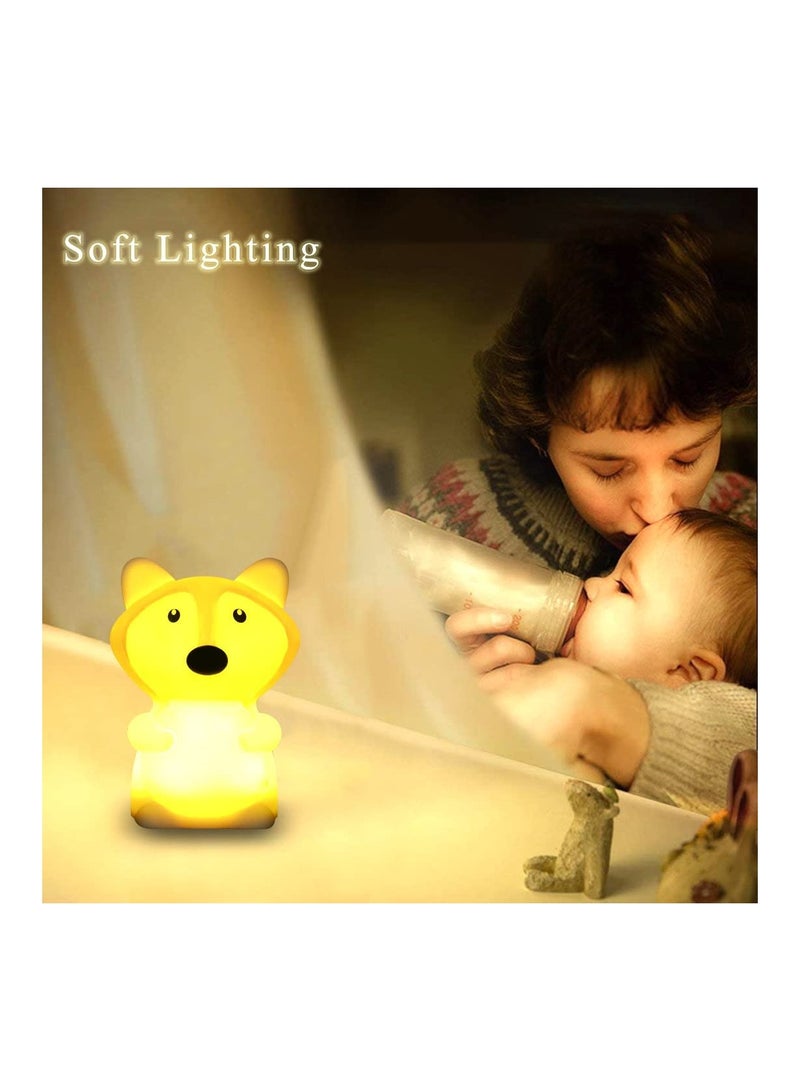 Kids Night Light Fox Silicone Nursery for Baby and Toddler Squishy Room Animal Lights Girls Boys Kawaii Lamp Cute Lamps Bedroom