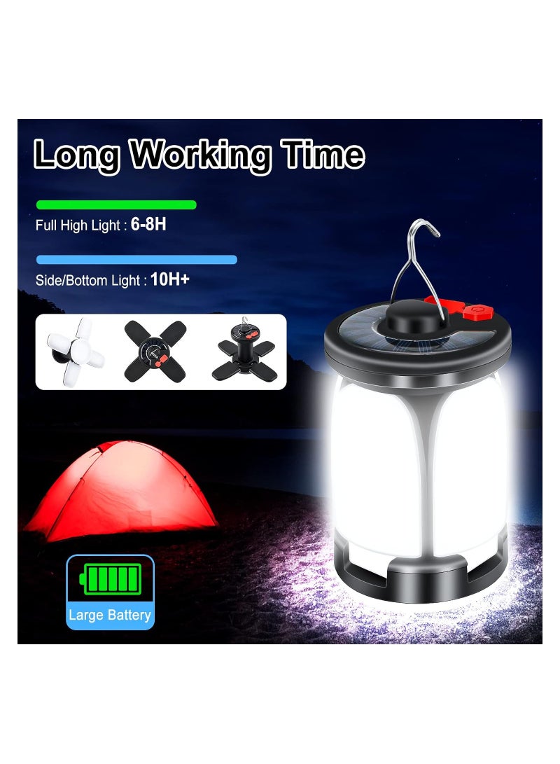 Ultra Bright LED Camping Lantern with 60 LEDs, USB & Solar Rechargeable, 6 Light Modes for Camping, Fishing, Hiking, Outdoor Parties - Includes USB Cable.