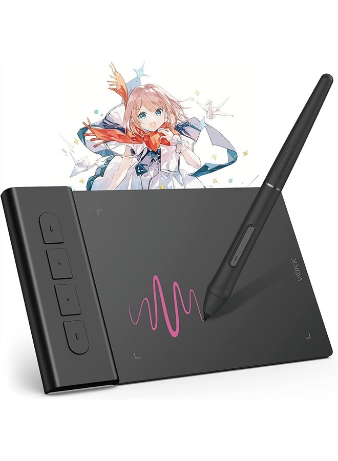 VEIKK VK430 Drawing Tablet 4x3 inch OSU Tablet, Portable Computer Graphics Tablets with 4 Shortcut Keys 8192 Levels Battery-Free Stylus Pen, Compatible with Mac/Windows/Android/Chrome/Linux