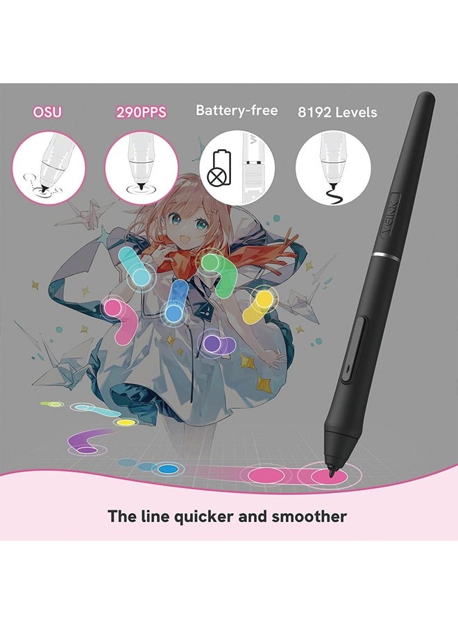 VEIKK VK430 Drawing Tablet 4x3 inch OSU Tablet, Portable Computer Graphics Tablets with 4 Shortcut Keys 8192 Levels Battery-Free Stylus Pen, Compatible with Mac/Windows/Android/Chrome/Linux