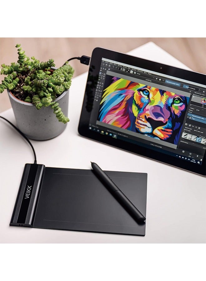 Drawing Tablet,VEIKK S640 Digital Graphics Tablet, 6x4 Inch Ultra-thin Portable OSU! Tablet, Battery-Free Stylus for OSU! Game and Teaching Online Classes,Support Windows Mac Linux Chrome Android OS