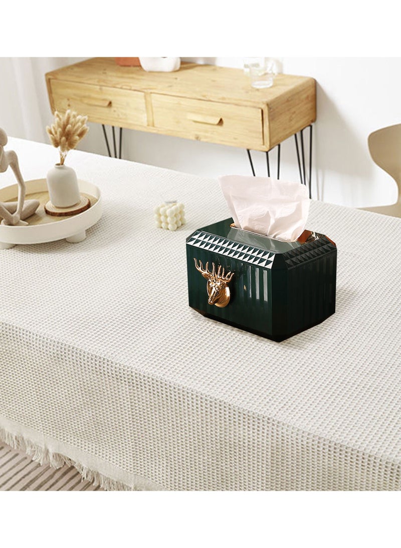 Rectangular Facial Tissue Holder, Decorative Cube Tissue Box Holder for Bathroom Bedside Table Dresser Office Car, Green