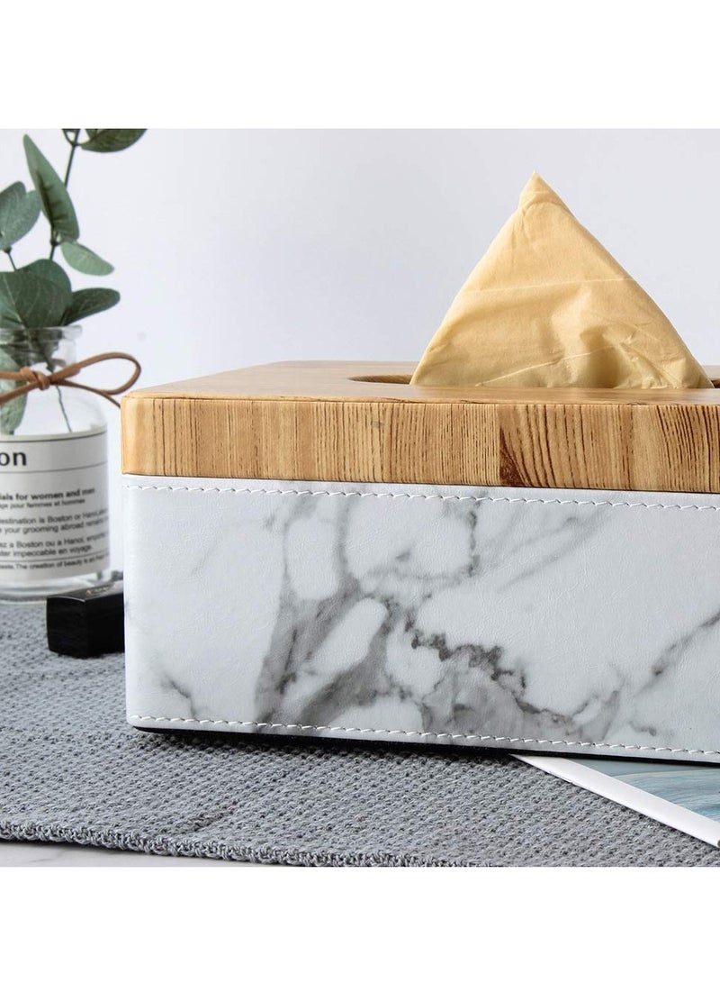 PU Leather Tissue Box Cover, Rectangular Napkin Holder Case for Home, Office, Car, Living Room Desks and Tables