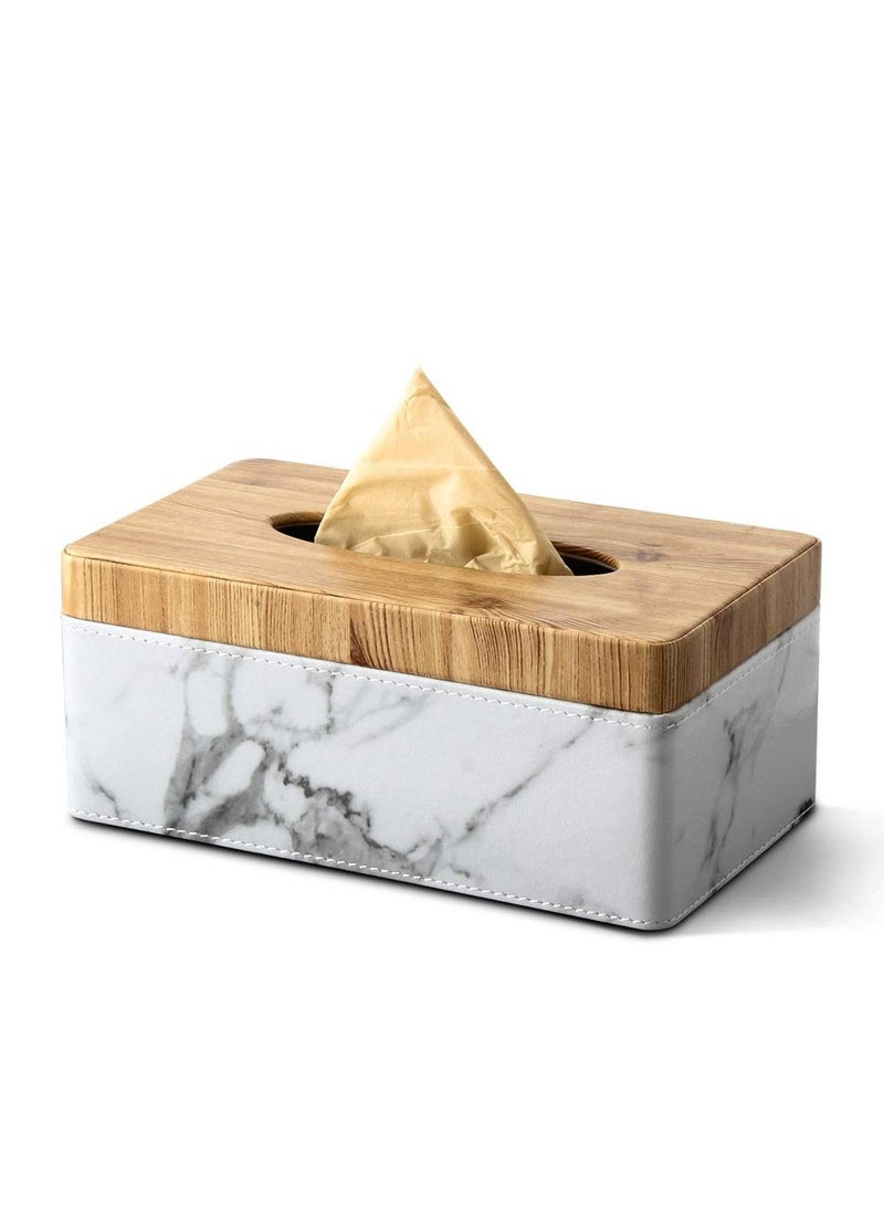 PU Leather Tissue Box Cover, Rectangular Napkin Holder Case for Home, Office, Car, Living Room Desks and Tables