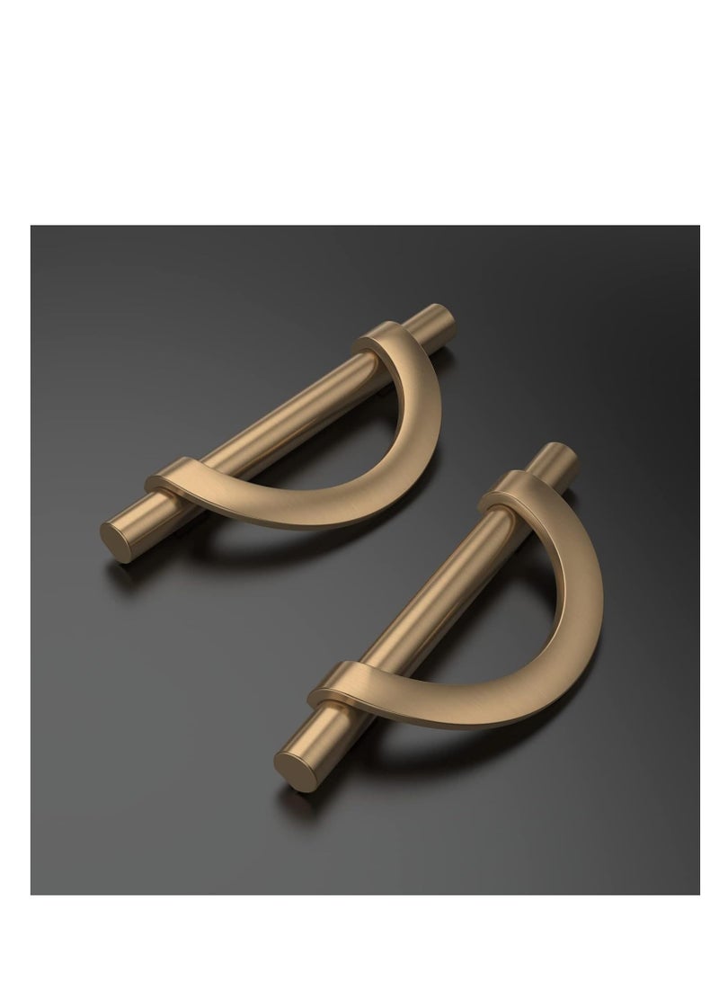 4-Pack Champagne Bronze Cabinet Pulls - 3.75 Inch (96MM) Hole Centers - Kitchen Cabinet Handles for Cupboards and Drawers - Stylish Hardware for Kitchen Cabinets