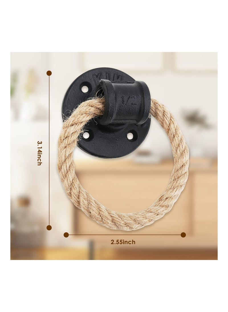Door Knob Rustic Rope Handles Cabinet Pull Hardware Big Drop Ring Drawer Pull Knob Antique Black Knobs Handles Hardware