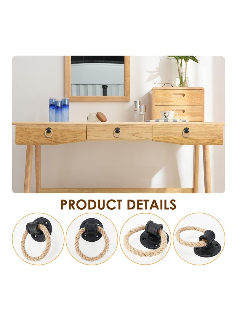 Door Knob Rustic Rope Handles Cabinet Pull Hardware Big Drop Ring Drawer Pull Knob Antique Black Knobs Handles Hardware