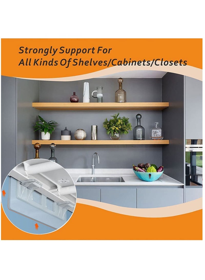24 Pcs Punch Free Shelf Support Pegs,Self Adhesive Shelves Clips for Kitchen Cabinet Book Shelves-Strong Partition Holders Pin for Closet Brackets Clapboard Layer-Load Bearing 60 Pounds