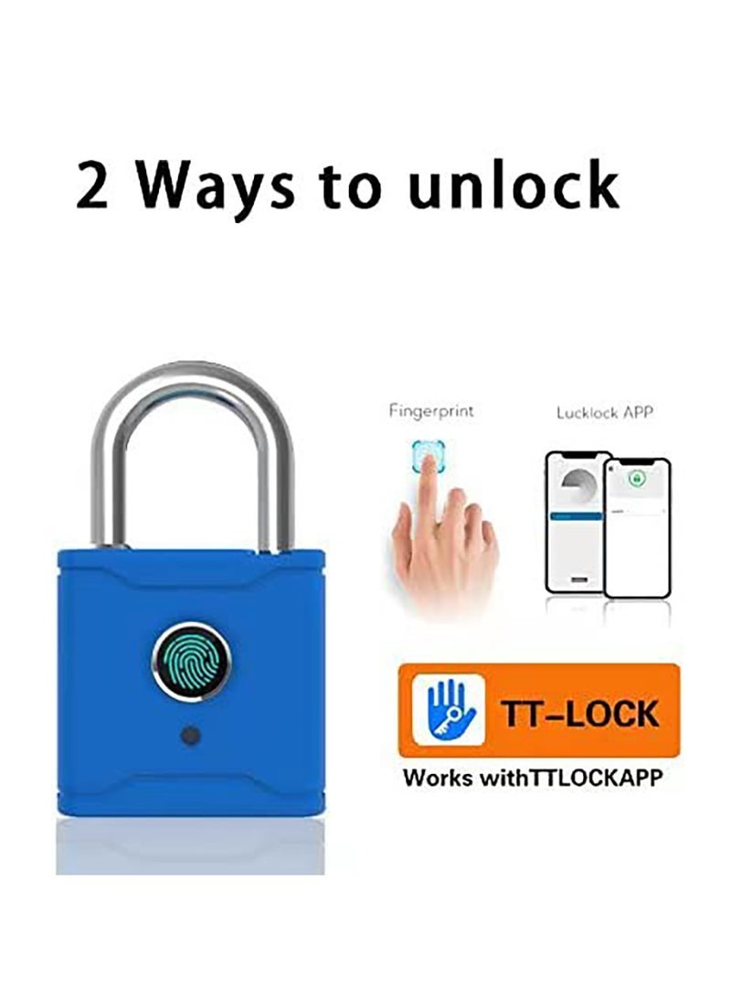 Fingerprint Padlock, Locker Lock Bluetooth Thumbprint Lock, Smart Padlock, Water Resistant, USB Rechargeable,Suitable for Gym,Outdoor,Warehouse, Sports,Suitcase, Bike, School, Fence and Storage