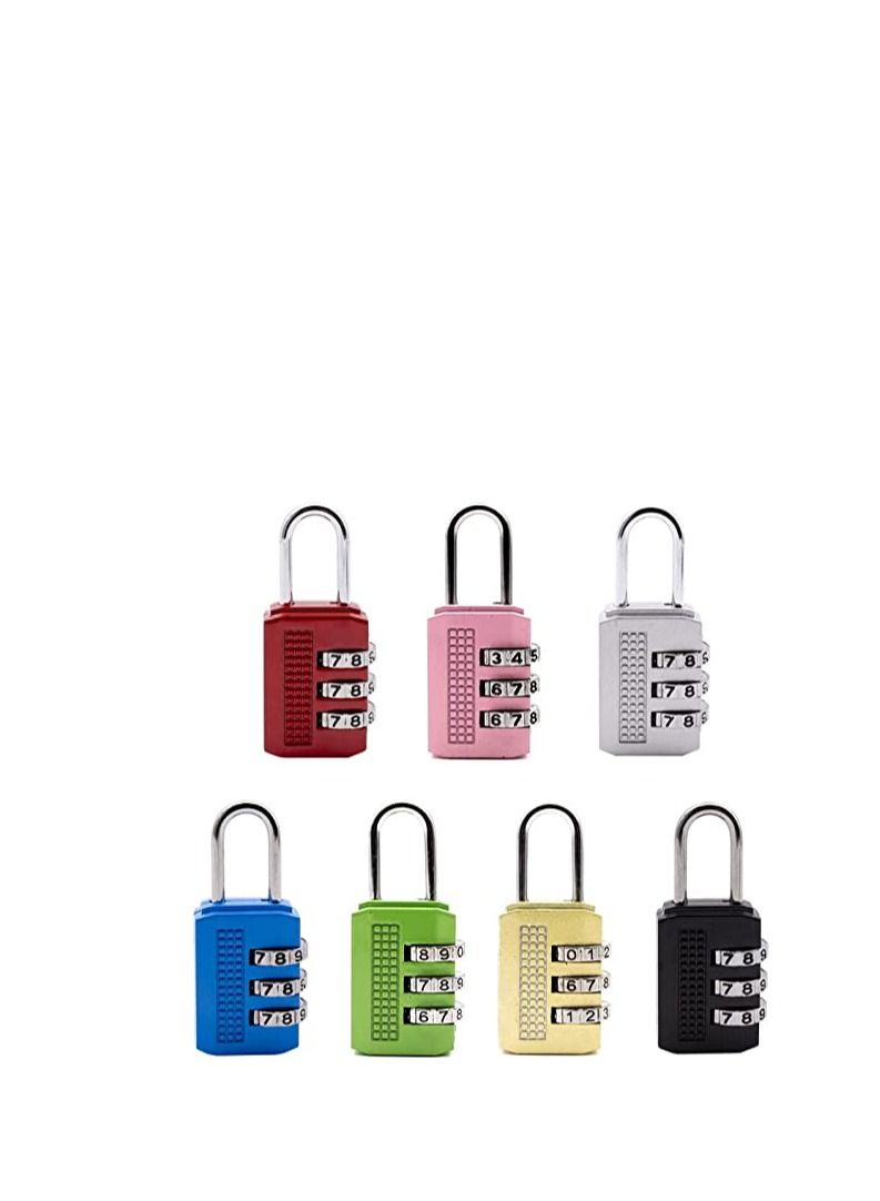 Combination Lock, Travel Bag Lock, 7 Pack, 3 Digit Combination Padlock for Traveling Toolbox School Gym Door Locker Suitcases Employee Hasp Storage