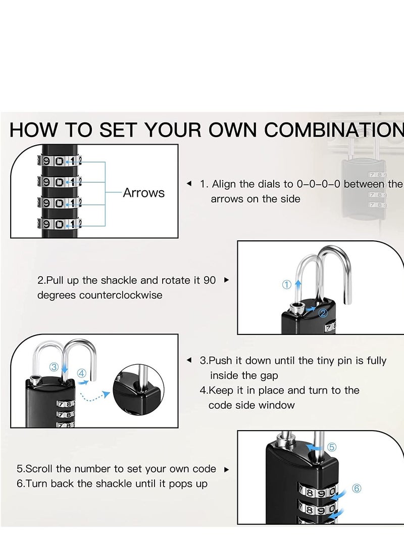 Combination Lock, Travel Bag Lock, 7 Pack, 3 Digit Combination Padlock for Traveling Toolbox School Gym Door Locker Suitcases Employee Hasp Storage