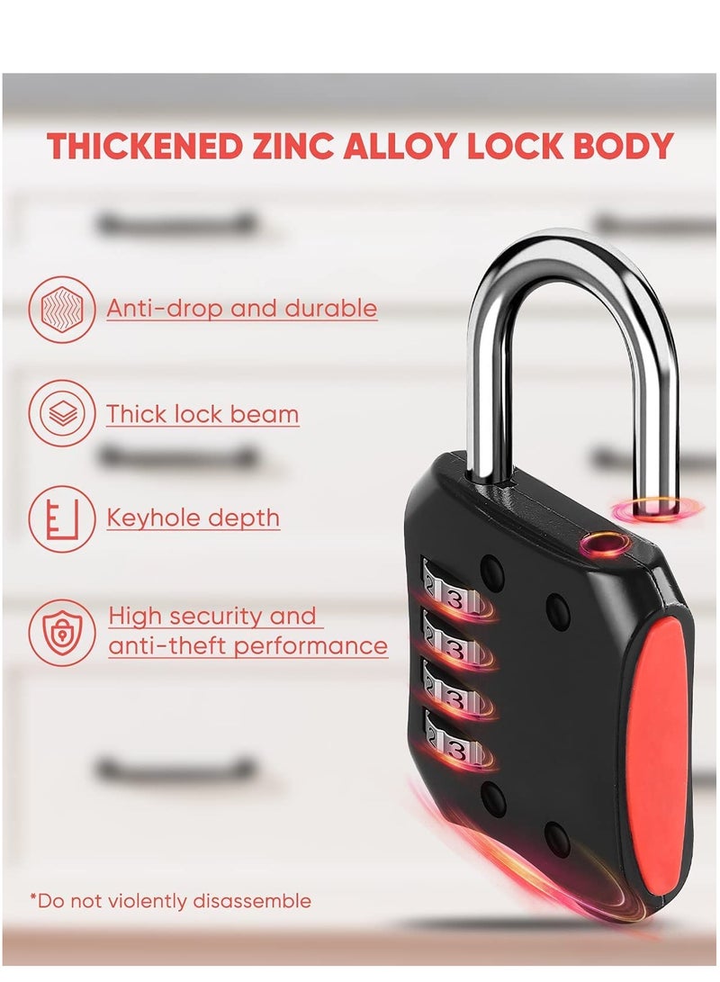Combination Padlocks 2 Pack Gym Locker Padlocks Shackle Number pad Lock Outdoor with 4-Digit Smooth Dial Heavy Duty for School lockers Garden Gate Cabinets Toolboxes Case