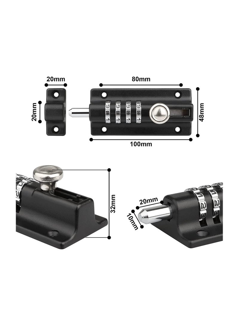 SYOSI Combination Bolt Lock, Weatherproof and Burglar Proof, 120mm Combi-Bolt 4 Digit Unique Combination Locking Bolt, Thicken Solid Zinc Alloy Door Latch Lock for Home, Gate, Shed, Garage, Fence