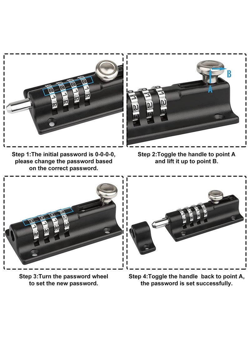 SYOSI Combination Bolt Lock, Weatherproof and Burglar Proof, 120mm Combi-Bolt 4 Digit Unique Combination Locking Bolt, Thicken Solid Zinc Alloy Door Latch Lock for Home, Gate, Shed, Garage, Fence