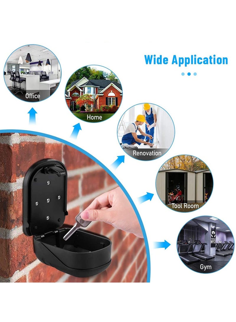 Key Safe Lock Box for Outside, Secure Wall Mounted Key Safe Lock Box with 4-Digit Combination Code, Includes Mounting Kit and Waterproof Cover - Outdoor House Key Storage Box