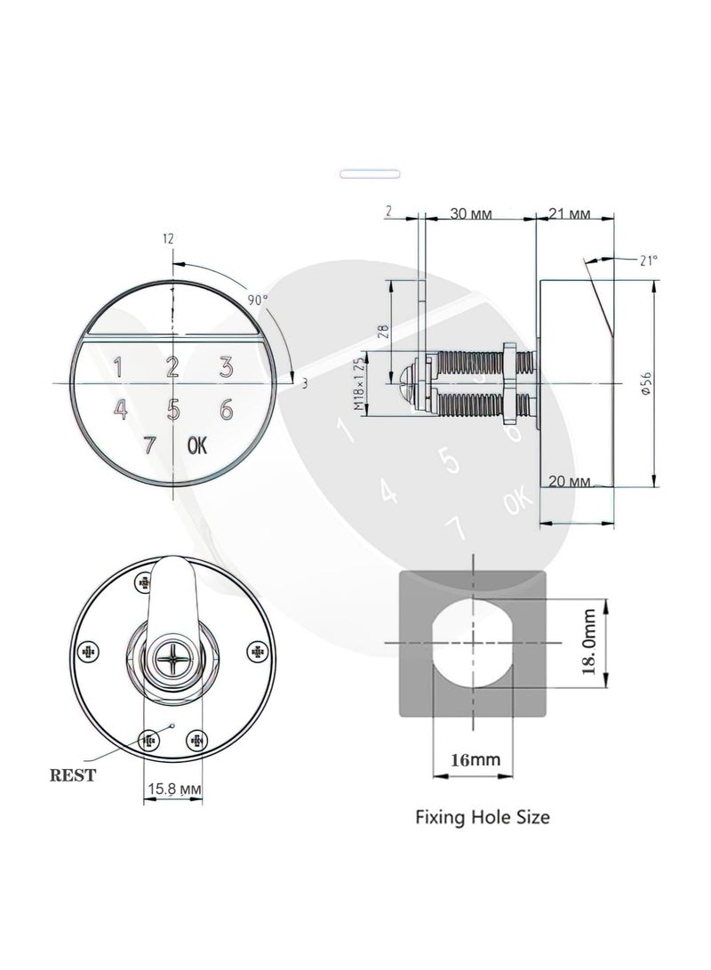 Cabinet Coded Lock, Electronic Digital Lock Mechanical Keyless Drawer Lock Touch Screen Password Lock for Cabinet Mailbox File Sauna Drawer School Lockers DIY Wooden Furniture Privacy Lock