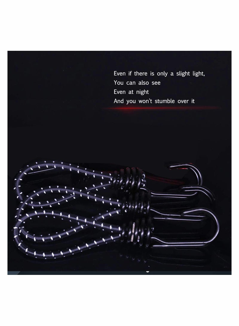 Bungee Cords with Hooks 8 Pieces Rope Elastic Reflective Straps Tent Heavy Duty Strapping Tape for Bicycle Suitcase Camping Car Luggage