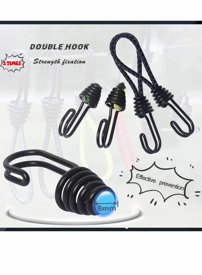 Bungee Cords with Hooks 8 Pieces Rope Elastic Reflective Straps Tent Heavy Duty Strapping Tape for Bicycle Suitcase Camping Car Luggage