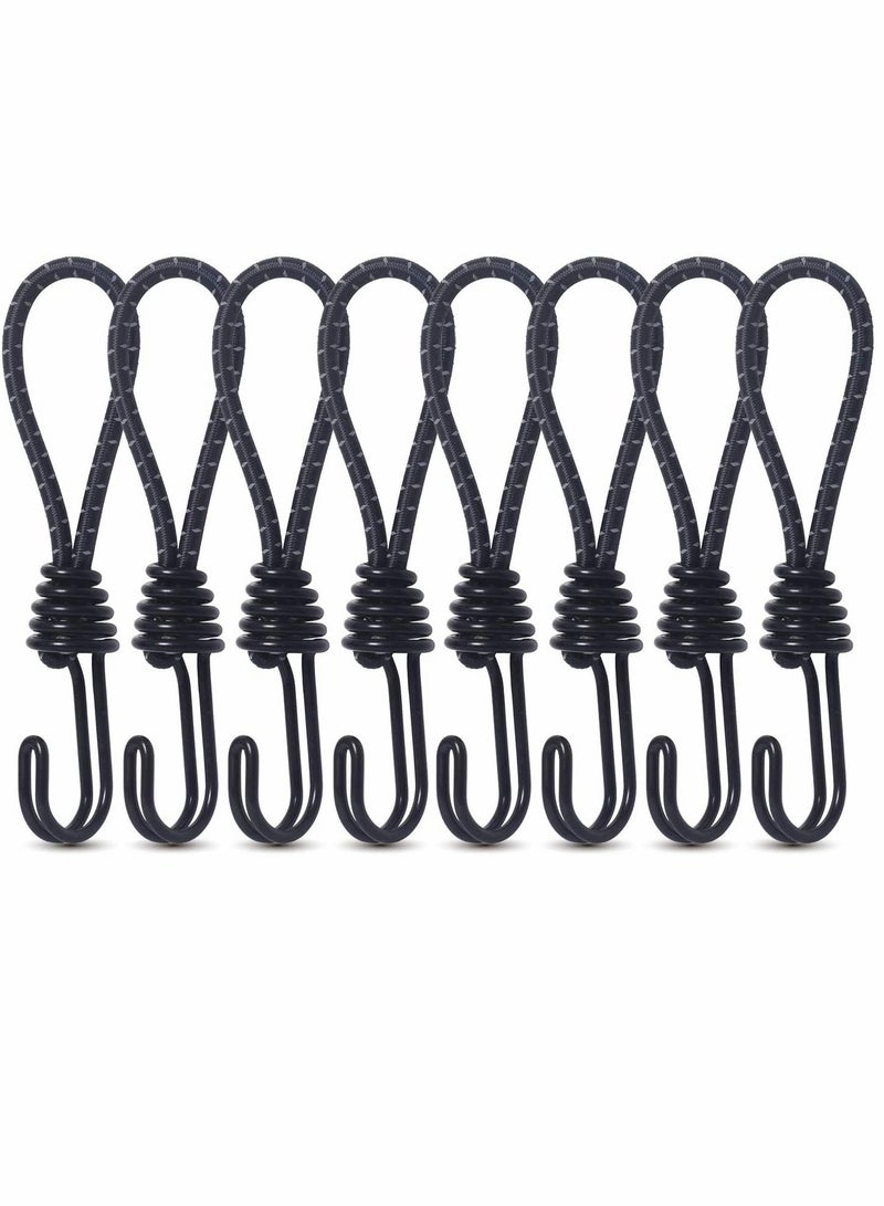Bungee Cords with Hooks 8 Pieces Rope Elastic Reflective Straps Tent Heavy Duty Strapping Tape for Bicycle Suitcase Camping Car Luggage