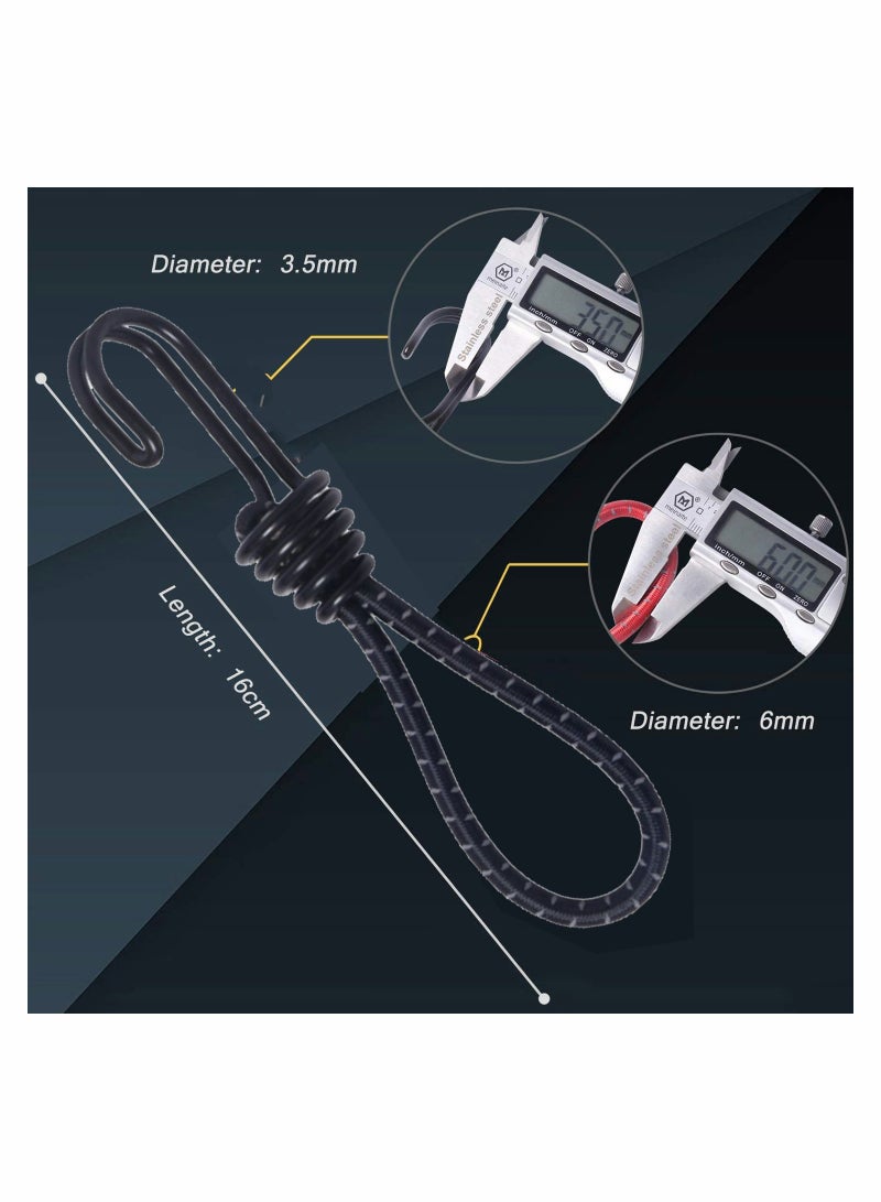 Bungee Cords with Hooks 8 Pieces Rope Elastic Reflective Straps Tent Heavy Duty Strapping Tape for Bicycle Suitcase Camping Car Luggage