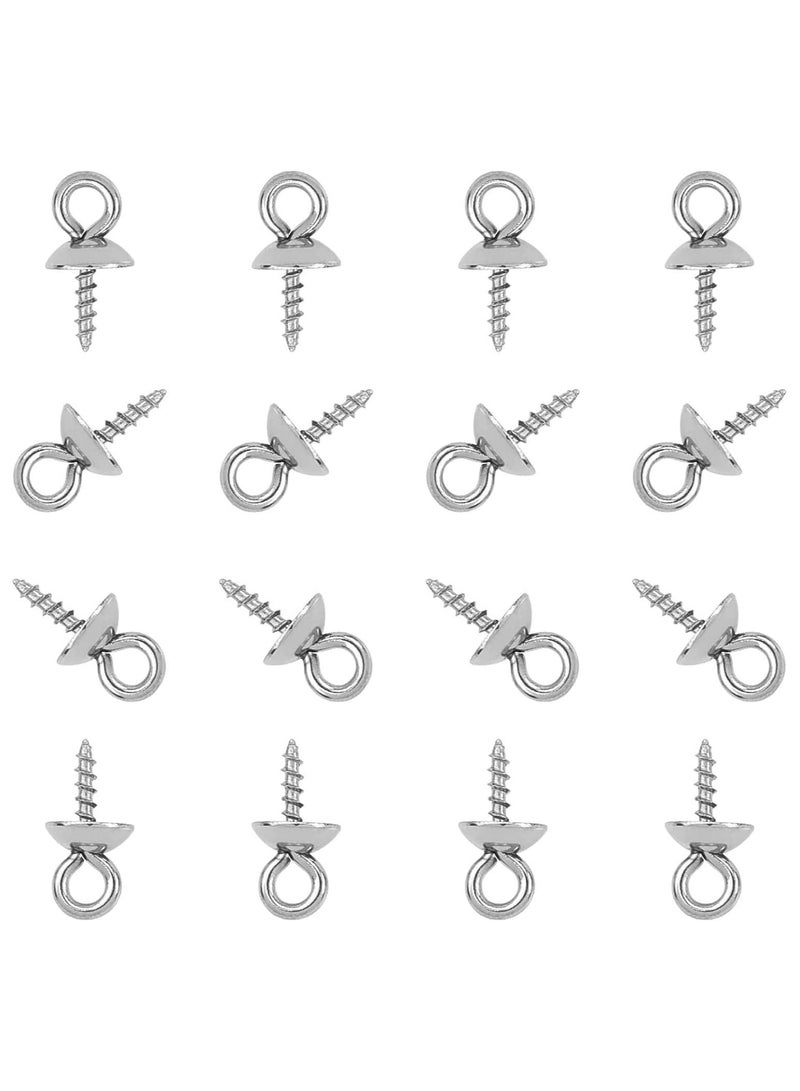 Stainless Steel Screw Eye Pin 10x4mm Stainless Steel Eye Pin Bail Pegs 1.2mm Pin Metal Hoop Peg Screw Eye Pin Hook for Half Drilled Beads Jewelry Earring Making