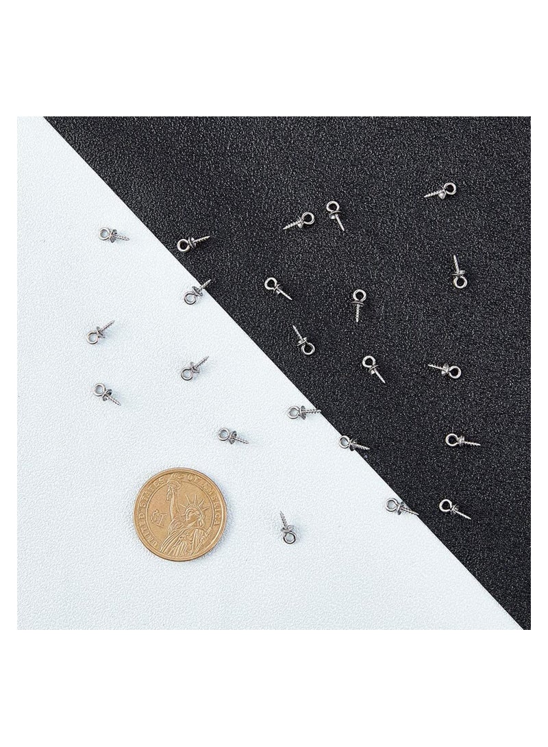 Stainless Steel Screw Eye Pin 10x4mm Stainless Steel Eye Pin Bail Pegs 1.2mm Pin Metal Hoop Peg Screw Eye Pin Hook for Half Drilled Beads Jewelry Earring Making