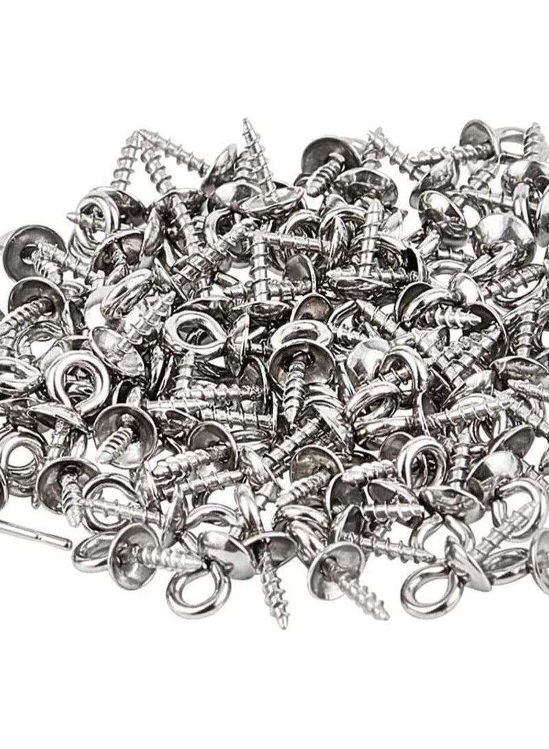 Stainless Steel Screw Eye Pin 10x4mm Stainless Steel Eye Pin Bail Pegs 1.2mm Pin Metal Hoop Peg Screw Eye Pin Hook for Half Drilled Beads Jewelry Earring Making